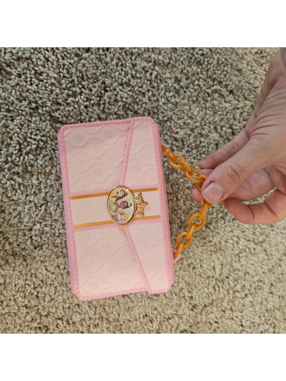 Disney Princess Pink Toy Purse Carry Case Mirror Belle Tiana Rapunzel
